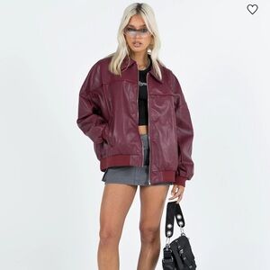 Princess Polly-  Oversized Faux Leather Bomber Jacket